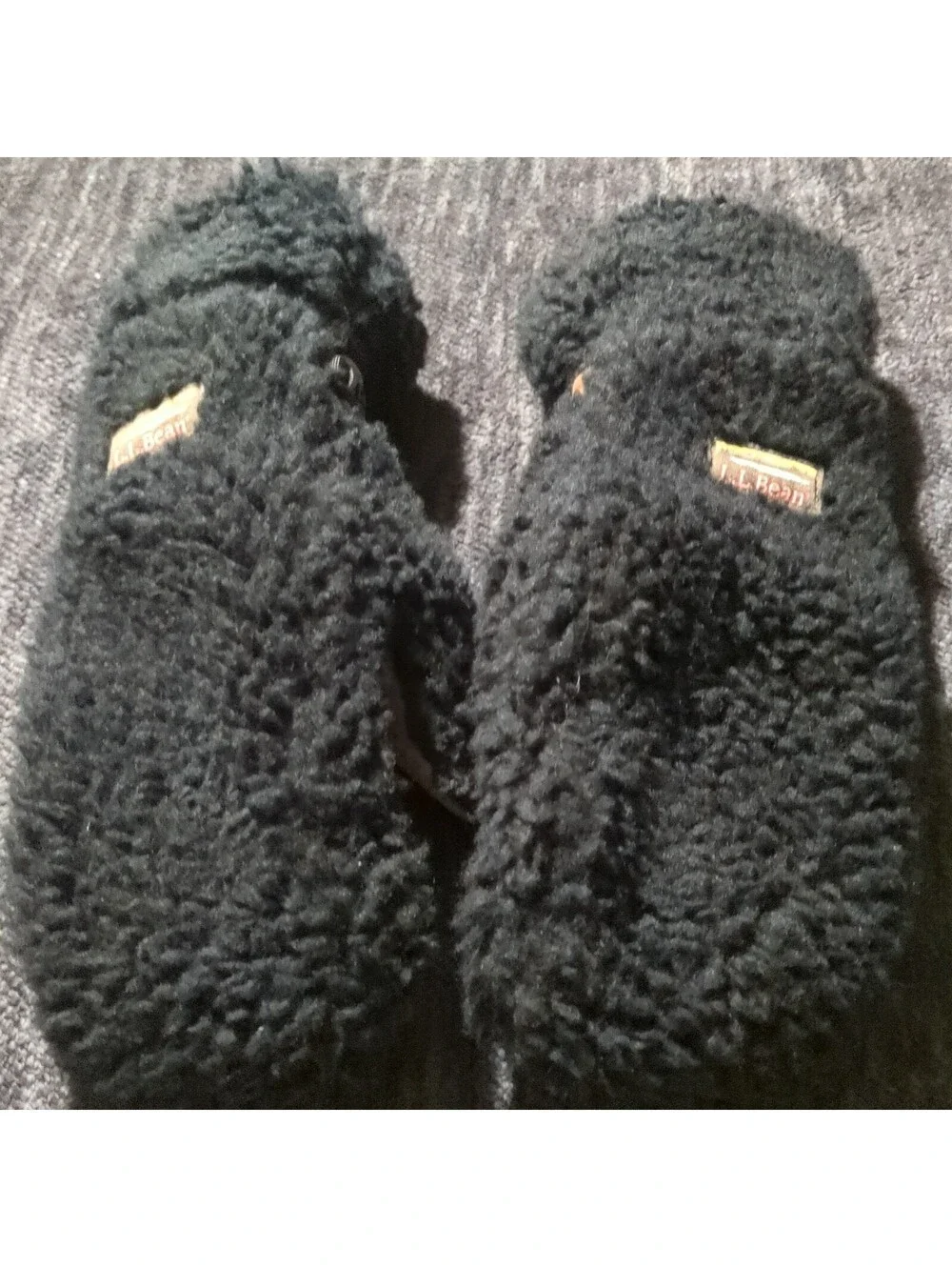 LL Bean Women's Medium Primaloft Black Mountain Pile Fleece Sherpa Mittens